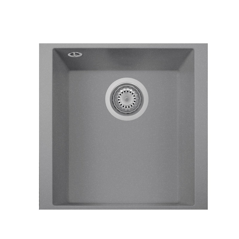 16" L x 17" W Undermount Quartz Kitchen Sink, Silver