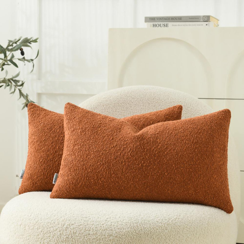 Housses de coussin texturées, Orange brûlé, Rectangle 12"H x 20"W