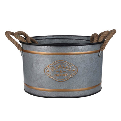 De 3 pots décoratifs en métal avec poignées en corde et ornement doré, style maison de campagne, dimensionnement progressif pour nidification, pot de 4,2 lb en élément de finition, multi gris, espace de nidification facile