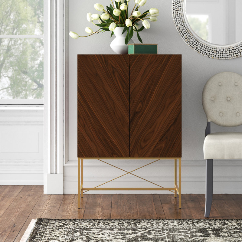 Accent Cabinet, Dark Walnut/Gold