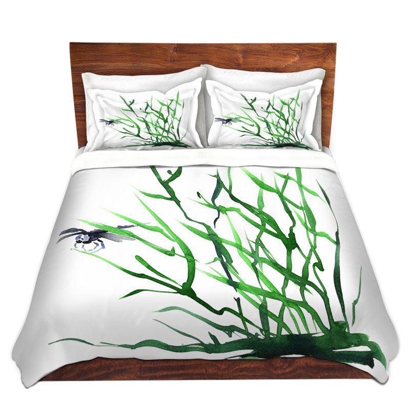 Ensemble de housse de couette libellule herbe, 1 housse de couette grand + 2 taies standards