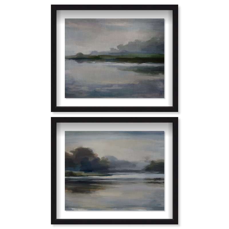 Ensemble de 2 impressions sous-cadre Chiaroscuro Waters, paysages et nature, par Oliver Gal, 17.5"H x 21.5"W Set of 2