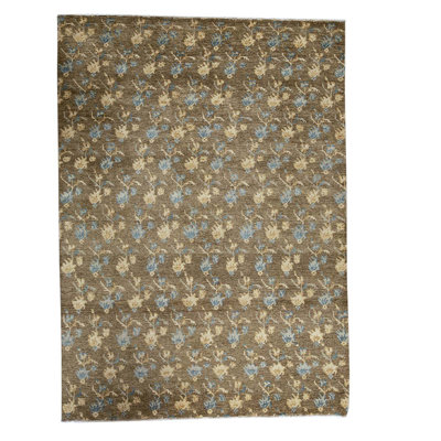 Tapis crème / bleu / gris noué à la main