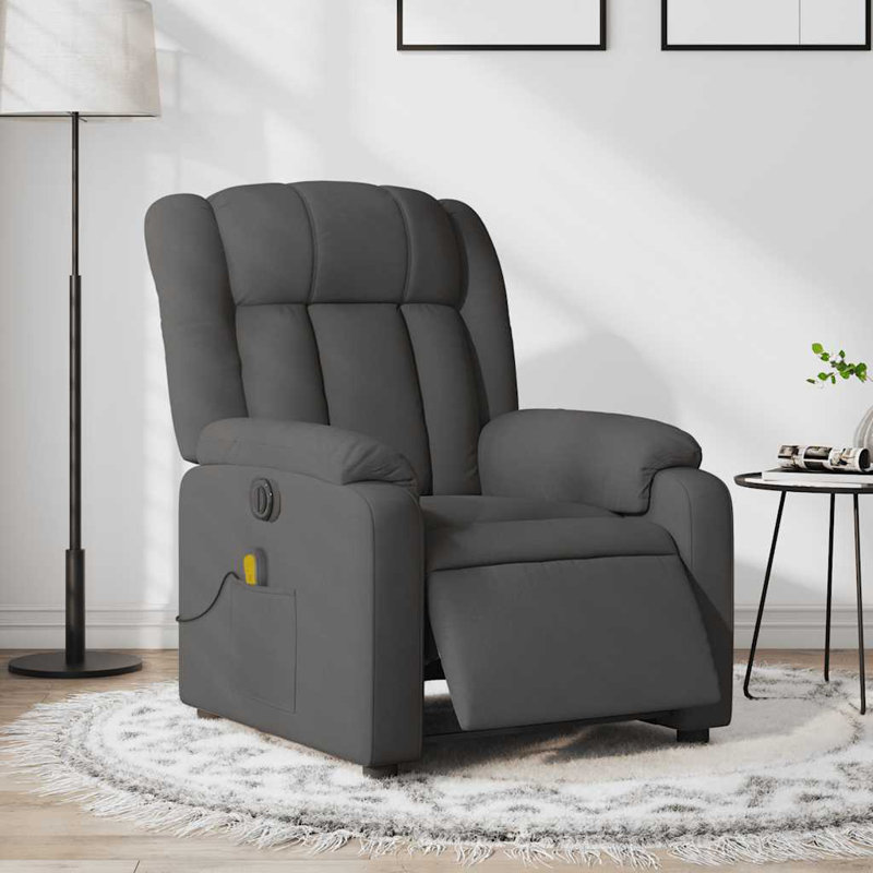 vidaXL Massage Recliner Chair, Adjustable, Dark Gray Polyester, Power