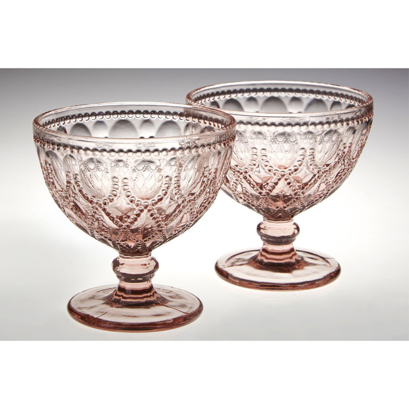 Astoria Grand Fleur Glass Serving Bowl, Pink