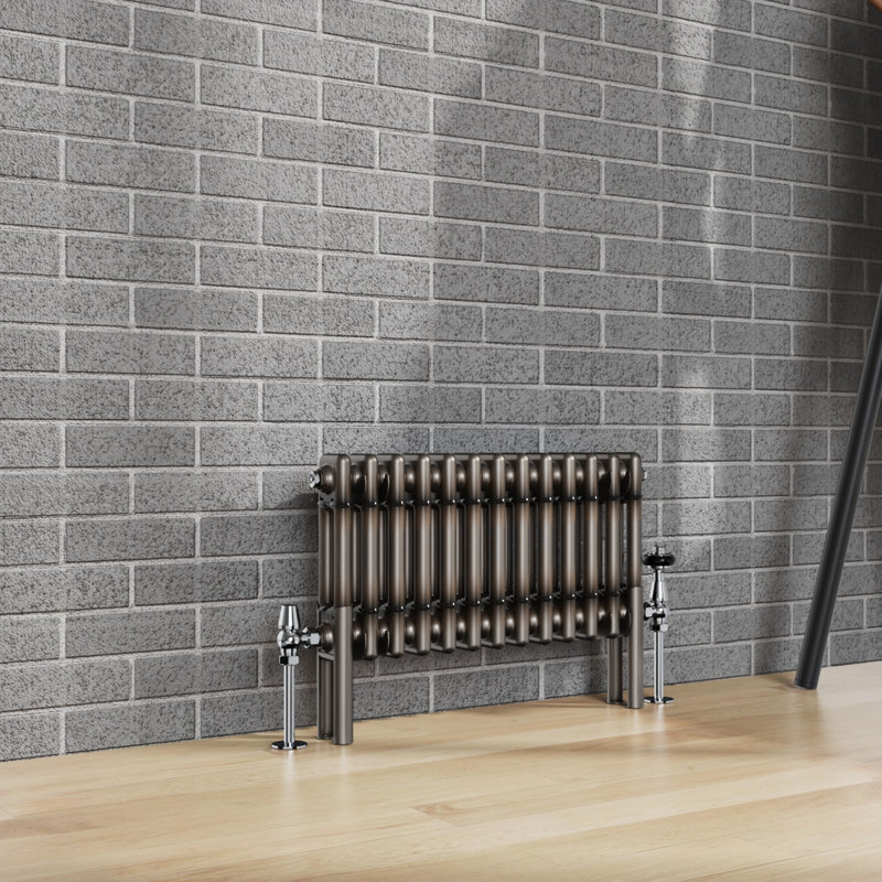 Doe Horizontal Traditional 2 Column Radiator Raw Metal, 300cm H x 605cm W x 70cm D