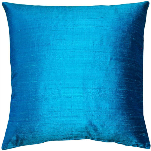Sankara Silk Throw Pillow, 20" H x 20" W x 6" D, Peacock Blue