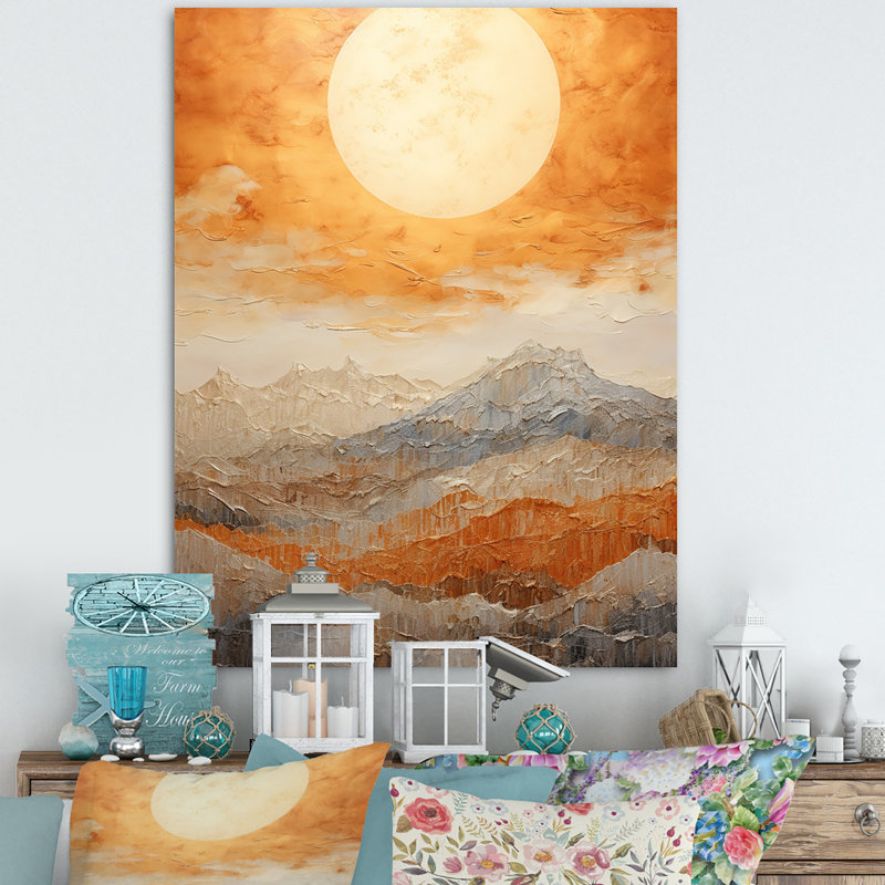 " Geometric Golden Beige Sunset Harmony ", Wrapped Canvas, 40" H x 30" W