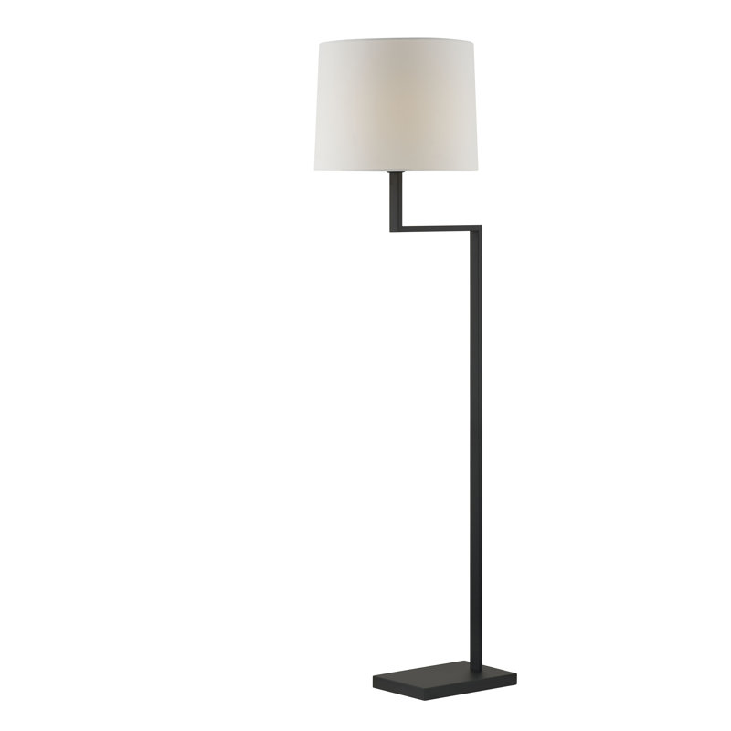 Lampe sur pied 61 po avec abat-jour en tissu Dromon, noir