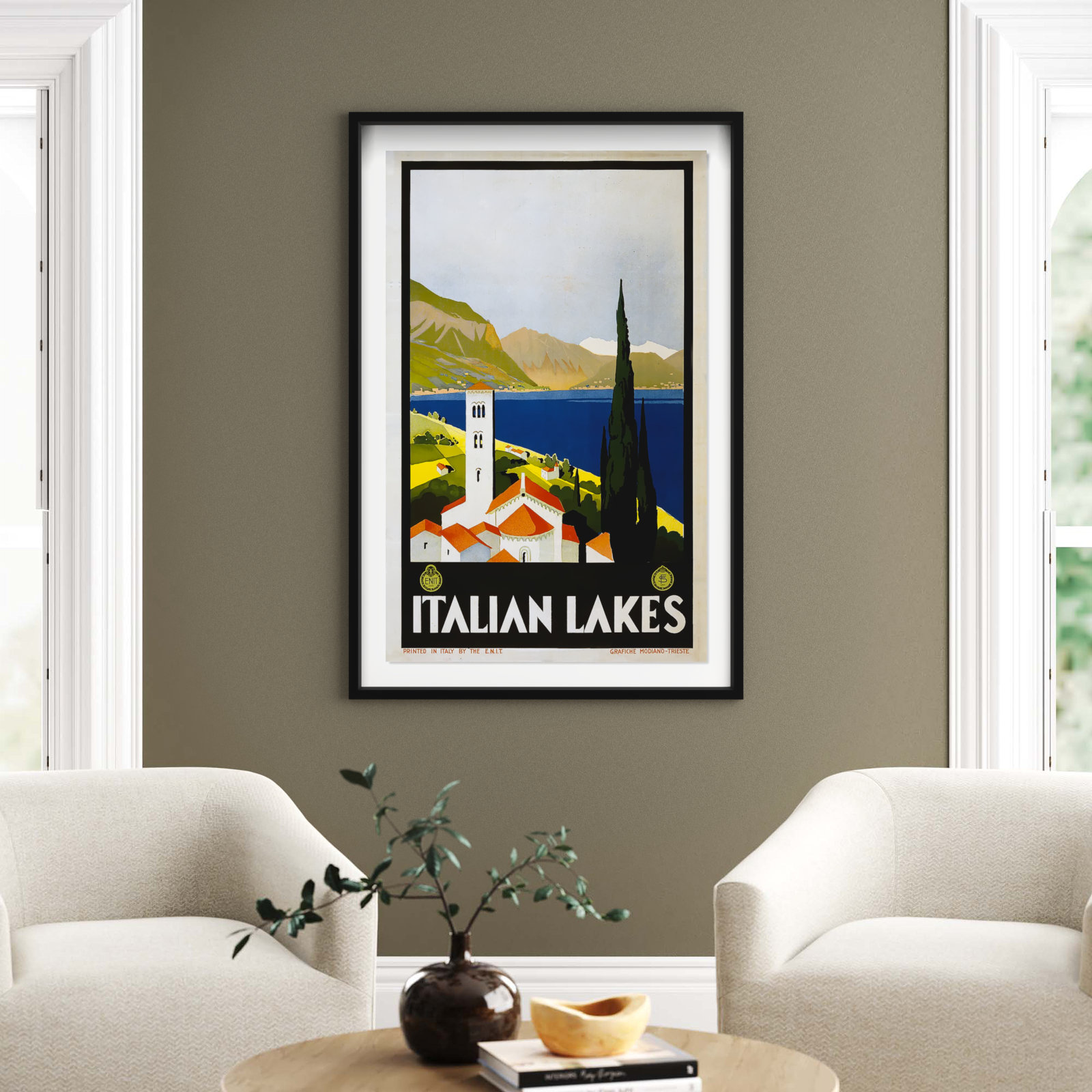 Italy, Black Framed, 55" H x 37" W x 2" D