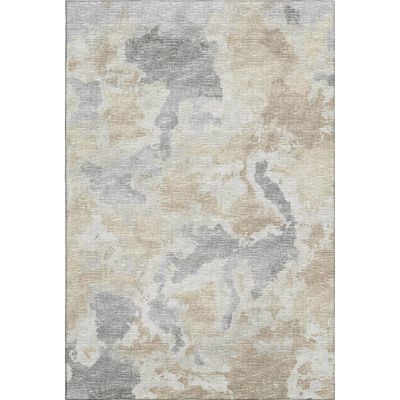 Premium Machine Washable Hintzen AMF67 Beige Rug, Rectangle 5' x 7'6"