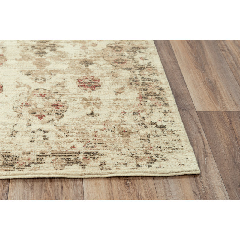Tapis en laine beige / brun, Tapis de couloir 2 pi 6 po x 8 pi