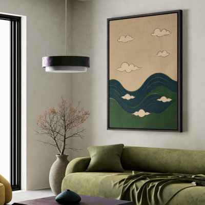 Art mural encadré, impressions murales abstraites rétro pour chambre à coucher - 16 po x 24 po