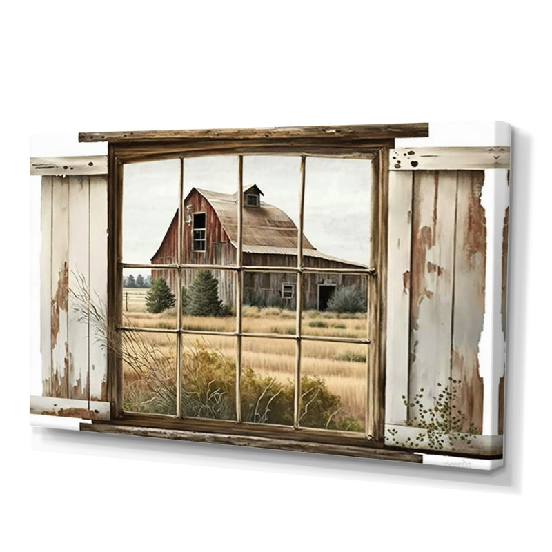 Window View to Farm II - Print on Canvas, 30" H x 40" W x 1.5" D, Wrapped Canvas