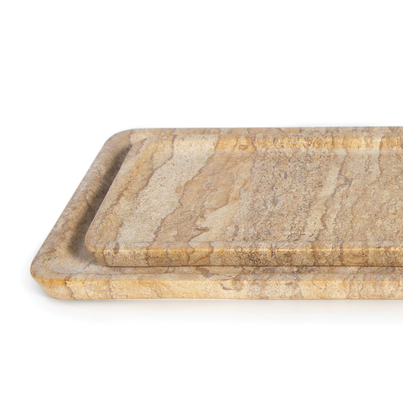 Natural Sand Marble Tray Set of 2