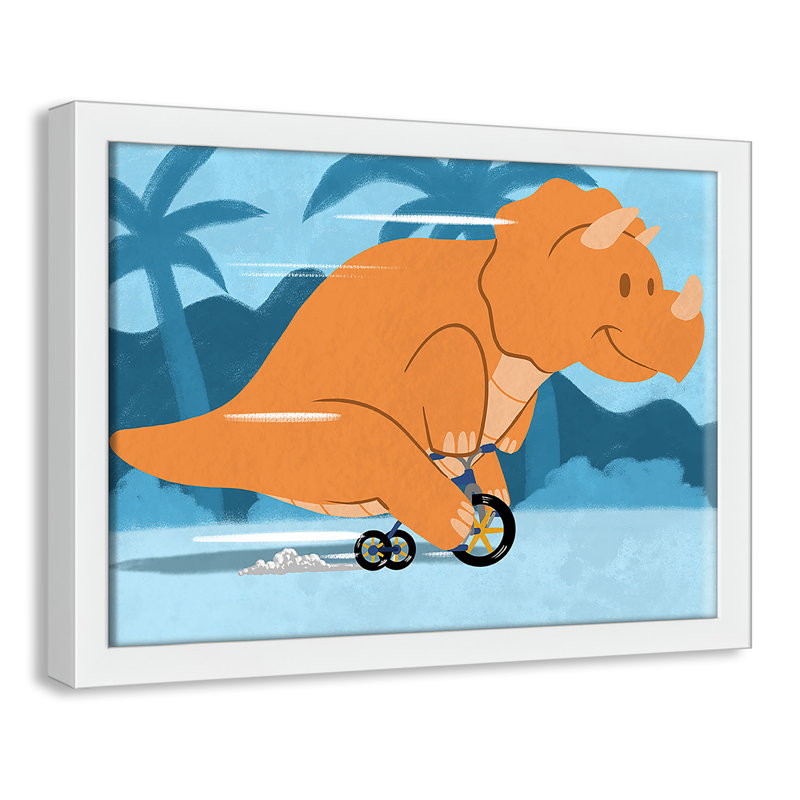 «Riding Dino 2», impression sur papier, H 10 po x l 14 po x P 1,18 po, Encadré de boîte blanc