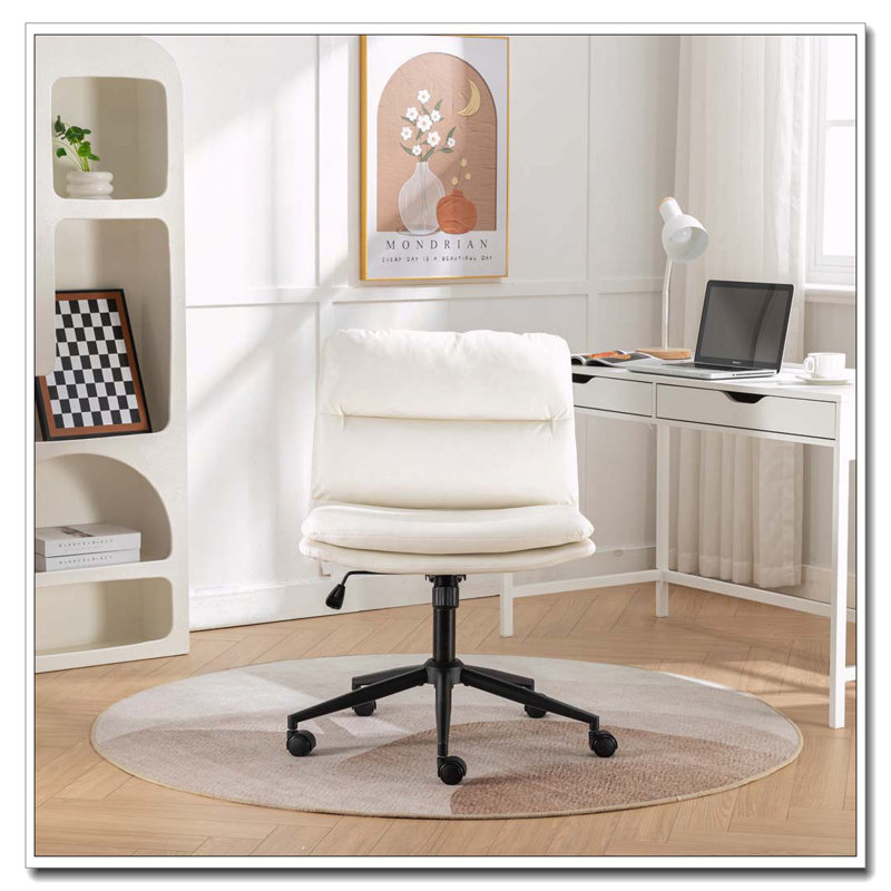 Bizerte Adjustable Swivel Criss-Cross Chair,Wide Seat/ Office Chair /Vanity Chair,White, White