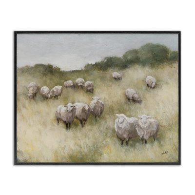 " Sheep Herd Rural Grassland " Acrylic Painting