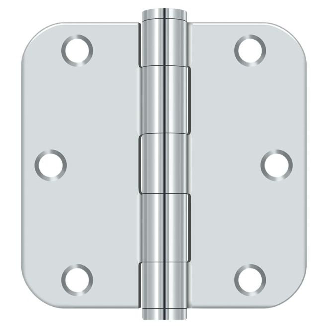 Deltana DSB35R526-R DSB35R526-R Paire de charnières en laiton massif 3,5 po x 5 / 8R chrome poli, Chrome poli, Cuivre massif