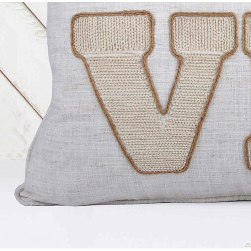 Coussin décoratif brodé LOVE - citrouille beige rustique, Simple