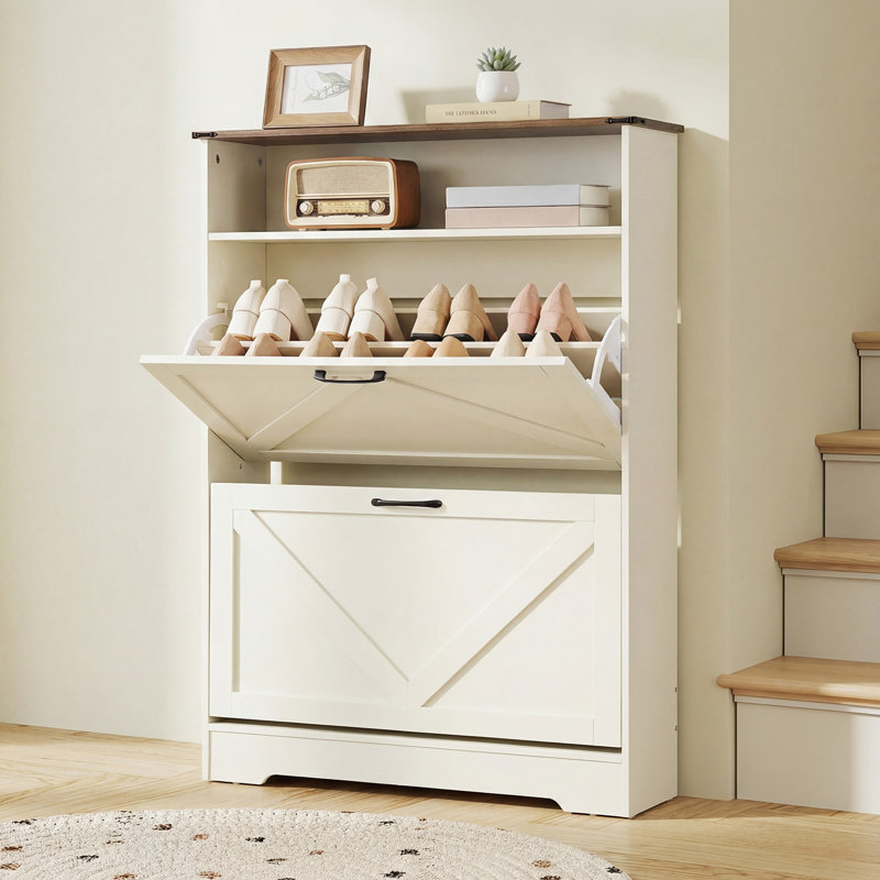 Shoe Storage Cabinet with 2 Flip Drawers