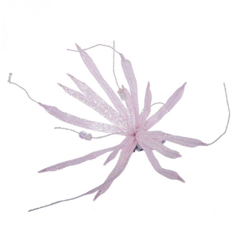5cm Metal Plants & Flowers Holiday Shaped Ornament, Pale Pink