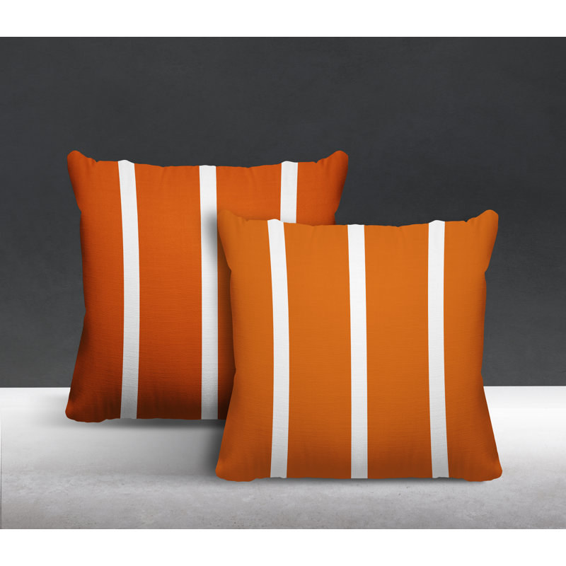  Coussin décoratif intérieur / extérieur à rayures, L 17 po x H 17 po, Orange