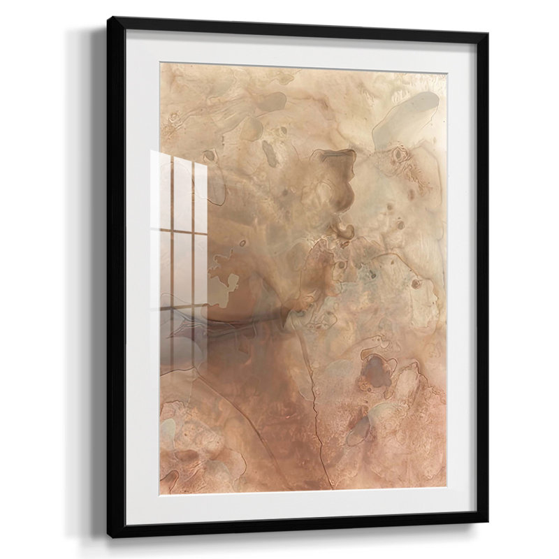 Marbre au sol II, Blanc, Papier avec cadre noir
