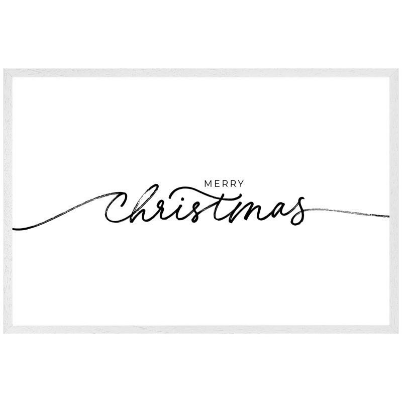 Burchinal Merry Christmas Hand Drawn Lettering Single Picture Frame Wall Art, 51cm H x 76cm W x 4cm D, White
