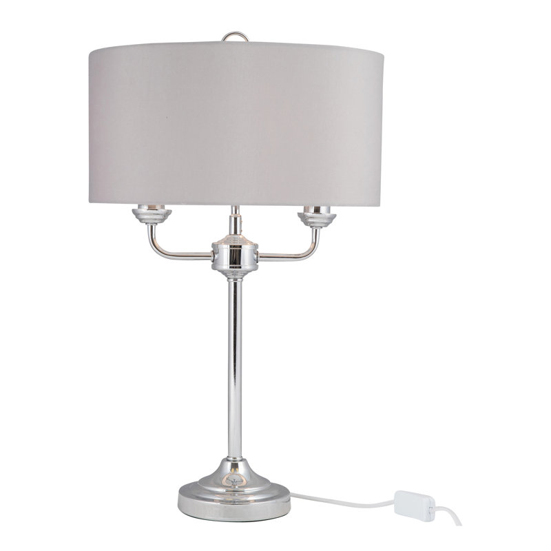 Dukes Metal Buffet Lamp, Grey, Polished Chrome