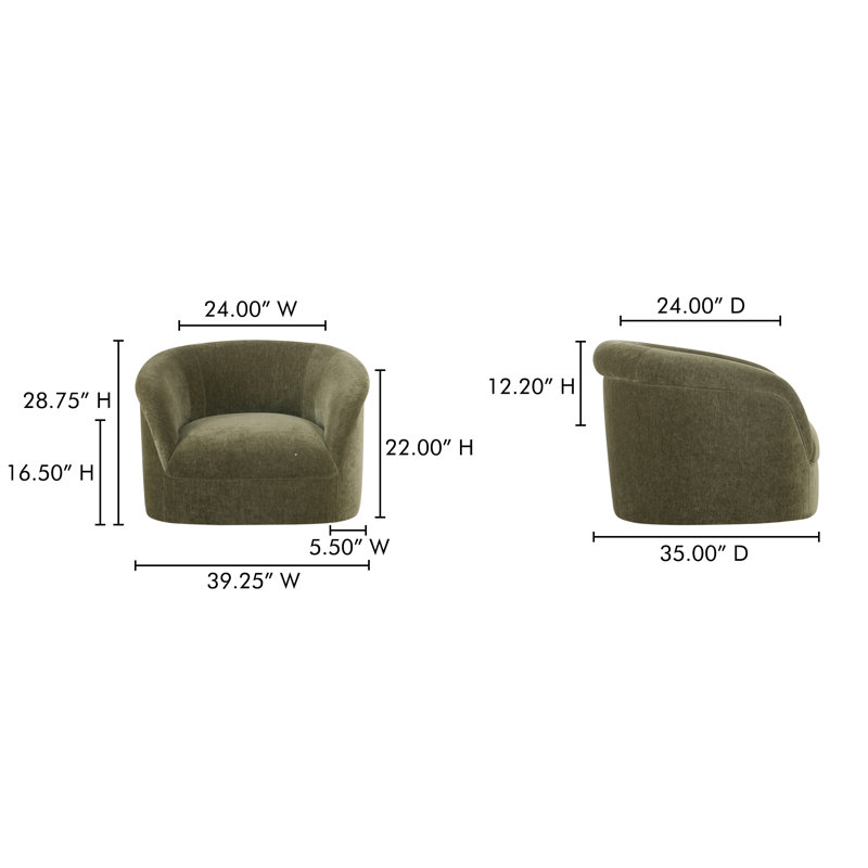 Upholstered Armchair, Dark Green Performance Chenille