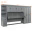 Lit escamotable simple avec garde-robe, armoire et bureau, gris-1174205090