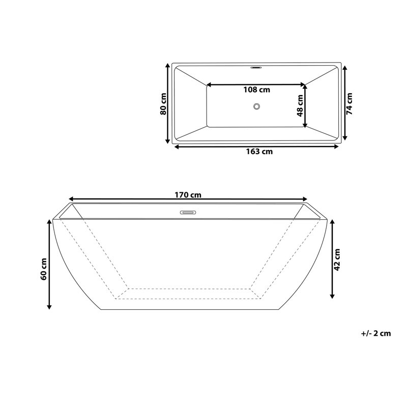 Straley 1700mm x 800mm Soaking Acrylic Bathtub