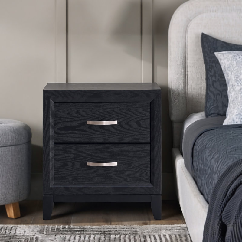 Gatton Black Nightstand, Black