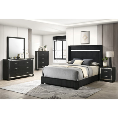 Mobilier de chambre à coucher moderne moderne en bois noir