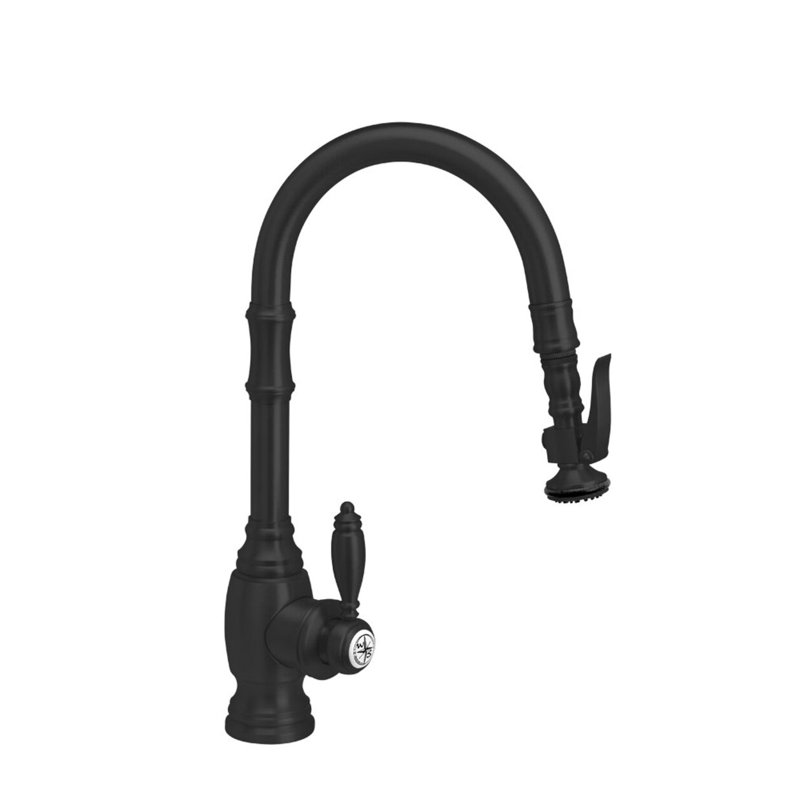 Traditional Prep Size Plp Pulldown Faucet - Angled Spout, Matte Black