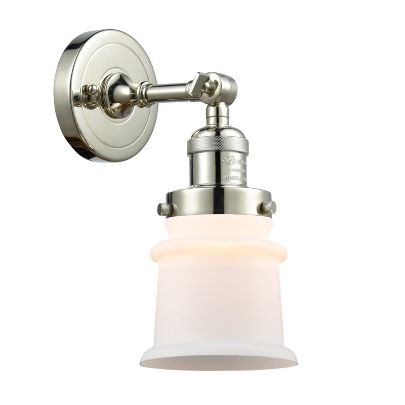 Applique murale articulée à 1 lumière Bartolmeu, Boîtier blanc mat, Nickel poli, Ampoule DEL 6 watts Vinage