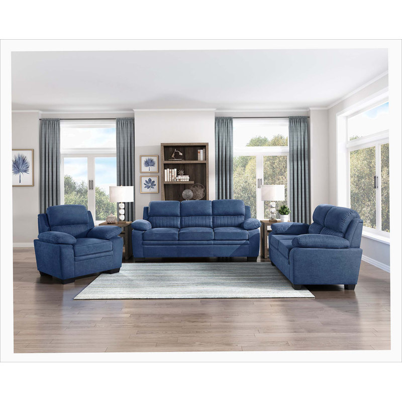 Ensemble de canapé 3 pièces Modern Living, Tissu bleu