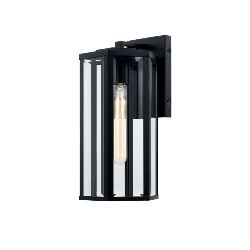 Fusion - Edgeworth Outdoor Wall Sconce - Matte Black - Glass Shade - 7”L x 7”W