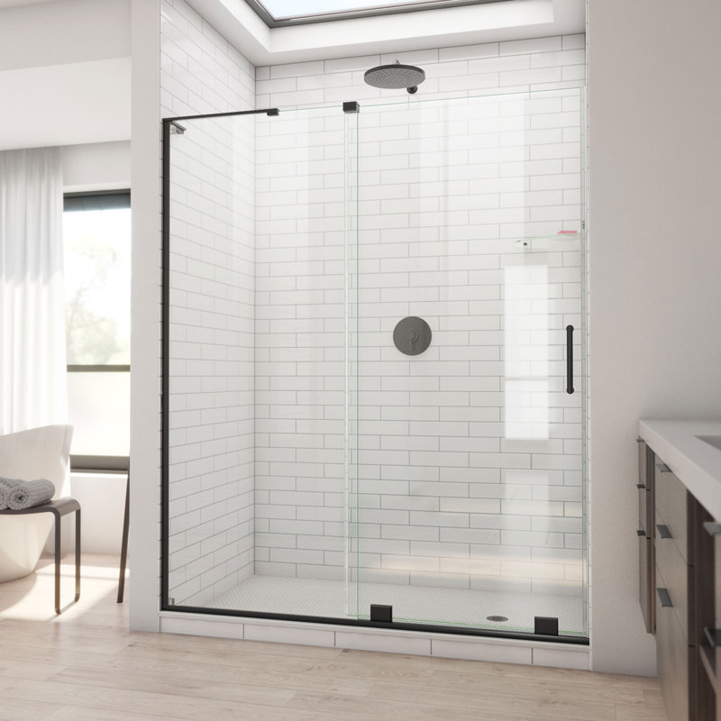 DreamLine Mirage-X 55 - 59 inch W x 71 inch H Frameless Sliding Shower Door, Matte Black