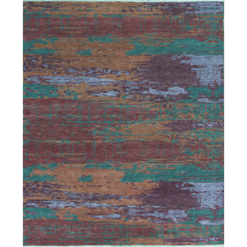 Hand-Knotted High-Quality Red and Gray Area Rug