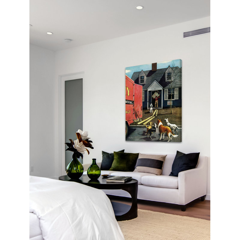 «New Dog in Town» par Stevan Dohanos, reproduction sur toile tendue, H 29 po x l 24 po