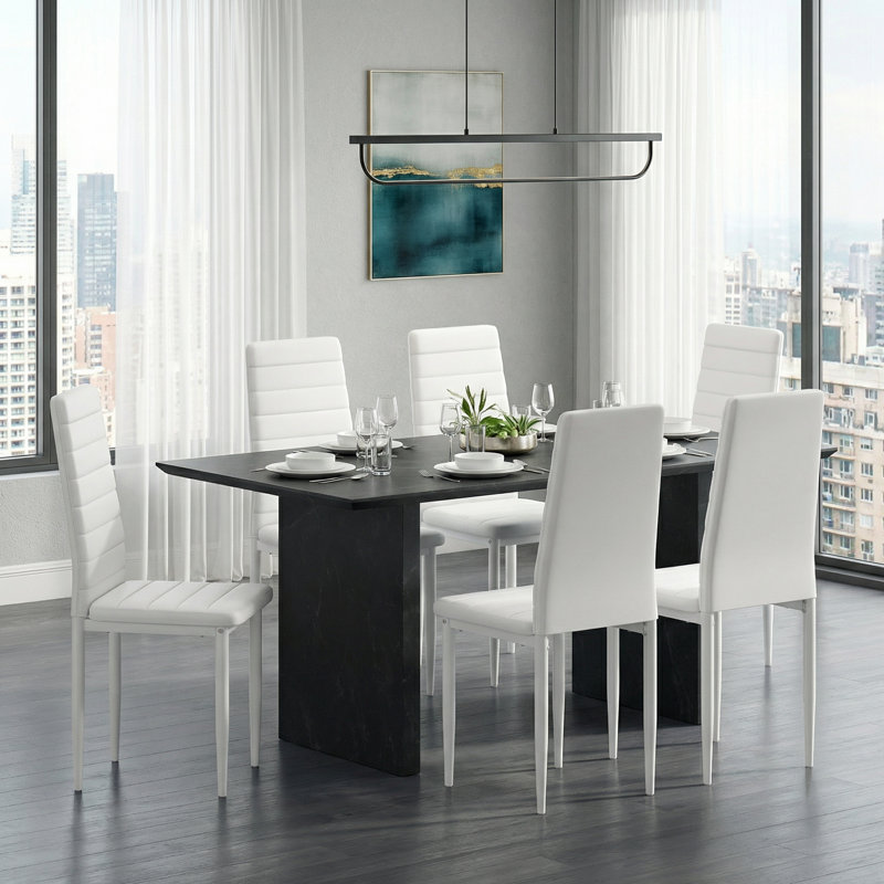 Ensemble de 6 chaises d'appoint modernes pour la cuisine, la salle à manger et le salon, Blanc