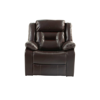 Single Power Recliner 1Pc Pillow Arms And Headrest Leatherette Upholstered Modern Dark Rosy Brown Finish Primary Living Room Furniture