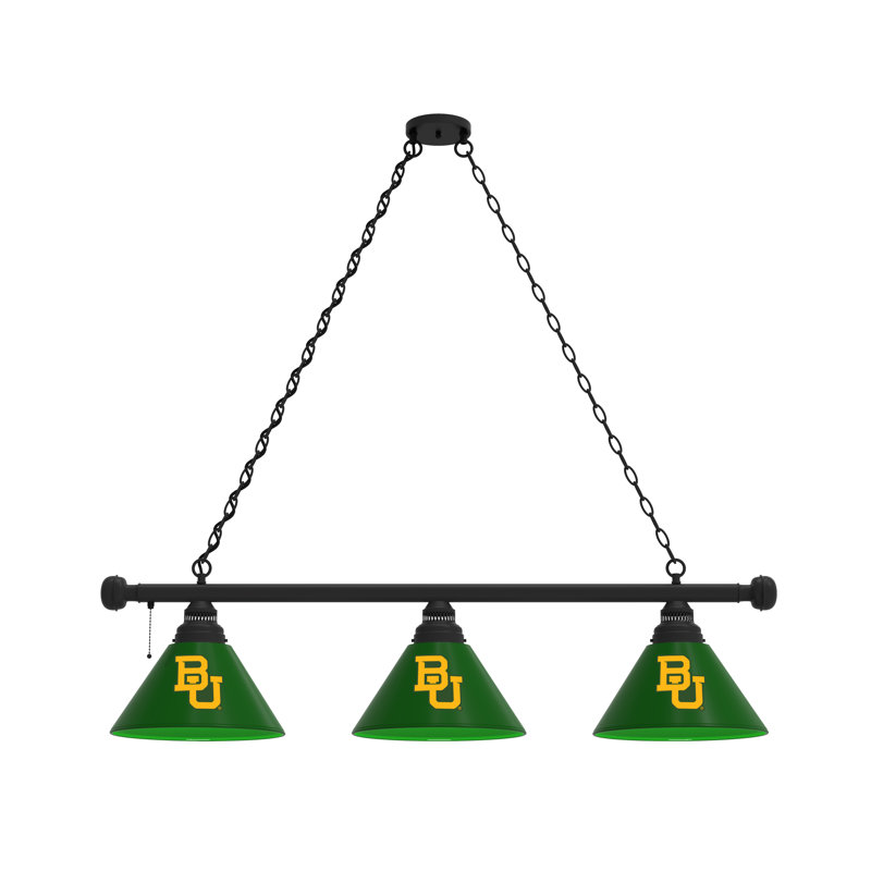 3 - Light Pool Table Lights Pendant, Black, Baylor Bears