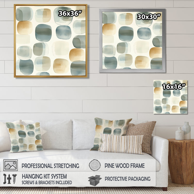 Nyaja Minimalist Meditation Stone Collage III - art mural méditation, Impression encadrée flottante, Noir, H 16 po x l 16 po