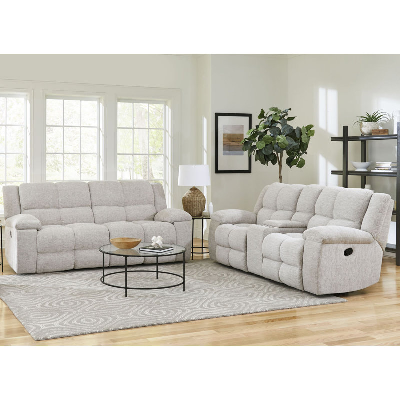 Kendall Manual Reclining Sofa Set, 2 Pieces: Loveseat, Sofa, Opal Taupe