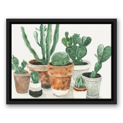 Cactus dans des pots, reproduction d'art sur toile