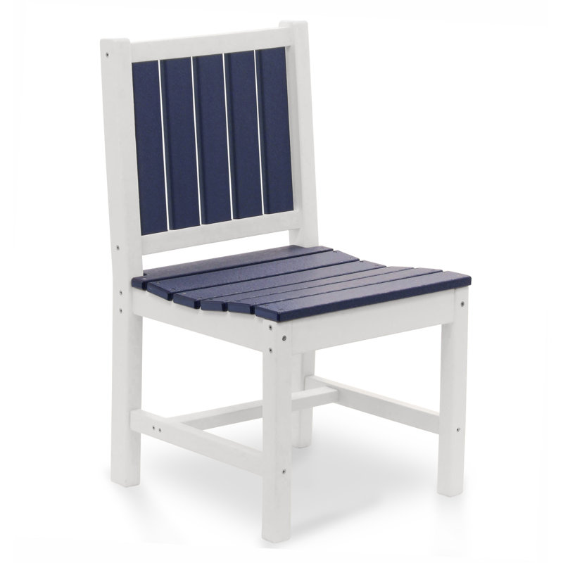 Chaise de patio Anderton, Blanc, Bleu marine