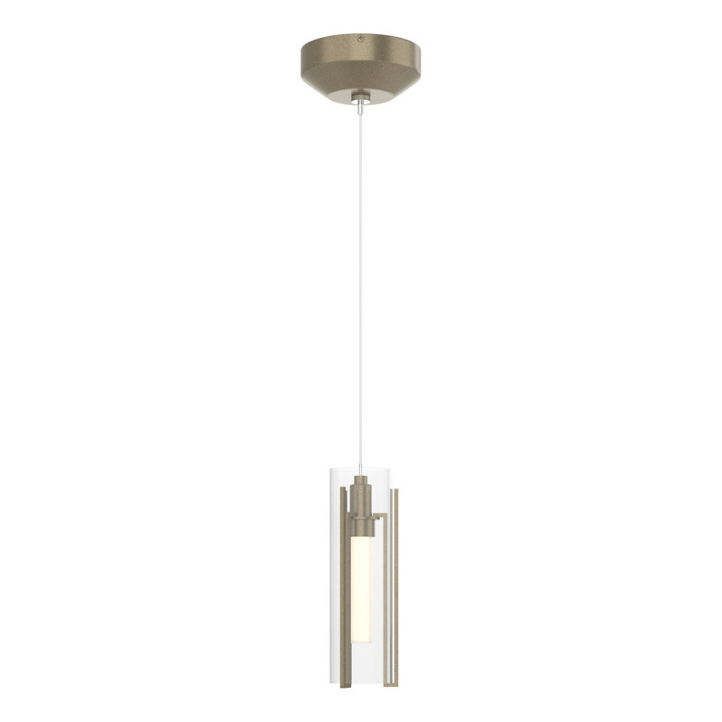 Exos 1 - Light Single Cylinder Pendant, Soft Gold, Clear